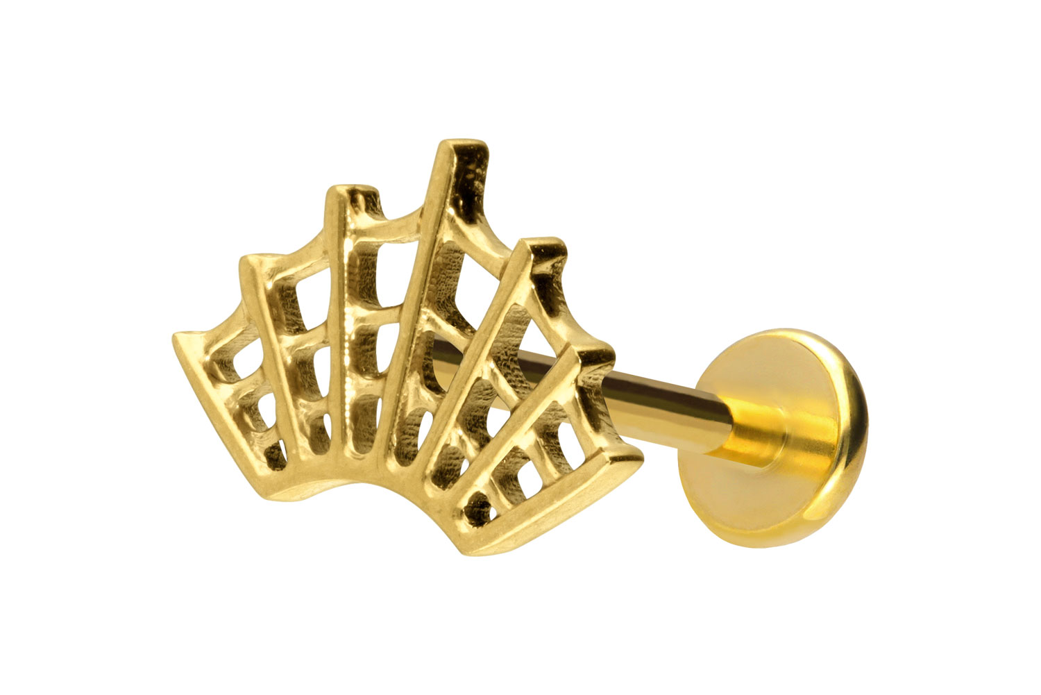 Titan Labret Piercing mit Push Fit SPINNENNETZ